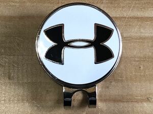 非売品 UNDER ARMOUR Golf クリップマーカー アンダーアーマー ゴルフ ボールマーカー 台座付き 白 黒 小物 希少 レア キャップ バッグ