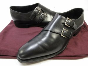 超美品 【ジョンロブ JOHN LOBB】 チャペル CHAPEL Wモンクストラップシューズ レザー 靴 (メンズ) size7.5E8000 ブラック ■30MZA5421■