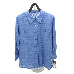 remalon レマロン シャツジャケット ロングブラウス 19号 プレタポルテ 高級婦人服 綿100％ 日本製 ゆったりサイズ レディース 青 未使用