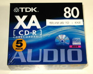 TDK　CD-RXA80X5N　　CD-R　XAシリーズ　 音楽用　80分収録　1パック5枚入り　　日本製　　未使用
