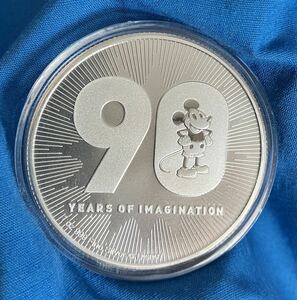 実物資産　純銀 ミッキーマウス　ディズニー　ミッキー　９０周年　１オンス　銀貨　コインカプセル入り　シルバー　銀地金