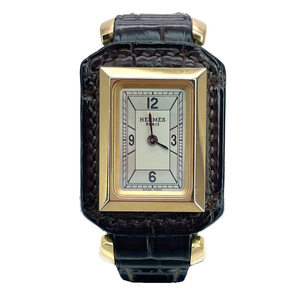 中古AB/使用感小 HERMES エルメス 腕時計 HT1.270 オートヴィル クオーツ ホワイト文字盤 レディース 20452597