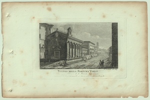 1865年 ローマとその周辺の主な景観 銅版画 ポルトゥヌス神殿 Tempio della Fortuna Virile