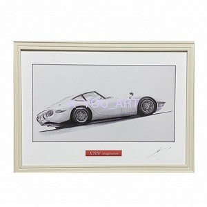 TOYOTA トヨタ2000GT 後期リア【鉛筆画】名車 旧車 イラスト A4サイズ 額付き サイン入り