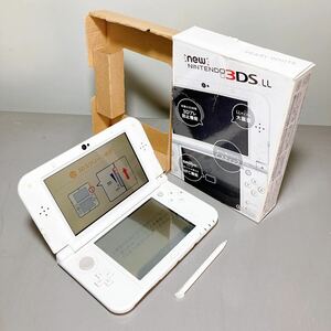 Newニンテンドー3DSLL パールホワイト 箱 タッチペン付 動作OK 初期化済み/New Nintendo 3DS LL 任天堂 画面良好 