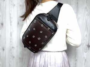 極美品 COACH コーチ ボディバッグ ウエストポーチ バッグ レザー 茶×黒 71081