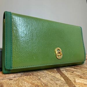 1円【美品】 BVLGARI ブルガリ ブルガリブルガリ ビーゼロ 長財布 財布 二つ折り　レザー グリーン　小銭れ付き