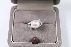 MIKIMOTO ミキモト パール×ダイヤモンド 本真珠 Pt950 リング 指輪 約8.4ｍｍ珠 約5号 レディース ジュエリー ケース付き 4676-A