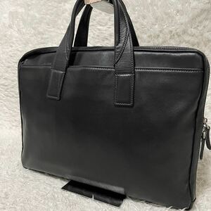 【極美品】ランバンコレクション LANVIN ビジネスバッグ 本革 レザー ブラック 黒 ビジネスバッグ ブリーフケース A4 メンズ トートバック