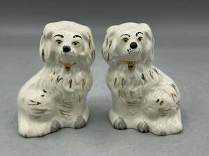 英国 ベズウィック スタッフォードシャー ドッグ 犬 ペア 陶器 ビンテージ マントルピース (6)