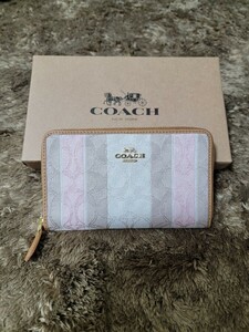 【1スタ】C-482 新品未使用 COACH シグネチャー ジャカード ミディアム ジップ アラウンド ウォレット 並行輸入品