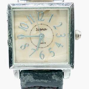 【電池切れ】Siena シエナ クォーツ 腕時計 シェル文字盤 スクエア レザーベルト ダークブラウン 