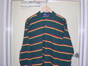 90s DEAD STOCK The Big Shirt ラルフローレン ビッグポロ 長袖ポロシャツ ボーダー M vintage old BIG POLO 裾ロゴ