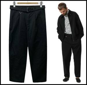 SOPHNET ソフネット 22AW WIDE BELTED BAGGY TUCK TAPERED PANTS ベルト タック ワイド バギー テーパード パンツ 黒 M uniform experiment