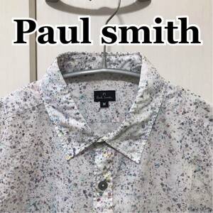 ポールスミス 総柄シャツ　スプレーペイント柄　Paul smith 長袖シャツ　ホワイト　Mサイズ