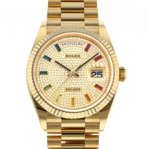 ロレックス ROLEX デイデイト パヴェレインボー 128238 シャンパン文字盤 新品 腕時計 メンズ