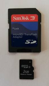 マイクロ　micro　SDカード　変換アダプター付き　2GB