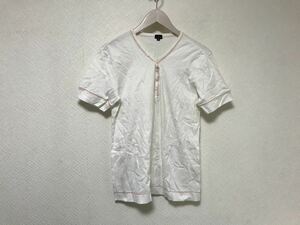 本物ポールスミスpsPAULSMITHコットンヘンリーネック半袖Tシャツメンズビジネススーツアメカジサーフ白ホワイトM日本製