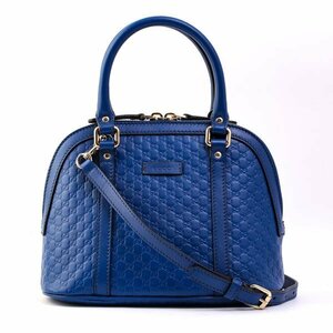 GUCCI グッチ 449654 2WAY ハンドバッグ ショルダーバッグ レザー マイクログッチシマ ブルー アウトレット #35869YR