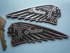 送料無料 Indian Chief Motorcycle Badge インディアン バイク バッジ エンブレム ペア 110mm x 40mm