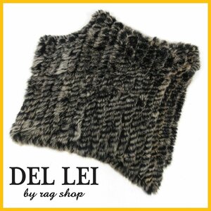 ▽■DEL LEI by Rag Shop(デルレイバイラグショップ)★ファーケープ★ベージュ×ブラック★ポンチョ★ふわふわ★スカーフ