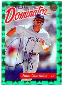 JUAN GONZALEZ　1993 Donruss Elite Dominator　直筆サインカード　2409/5000