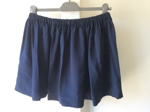 新品 miumiu 最高級 シルク混 ギャザー スカート 42 ミュウミュウ ネイビー