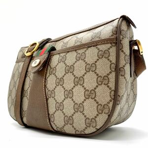 1円【極美品】GUCCI グッチ ショルダーバッグ トート GG柄 ゴールド金具 シェリーライン PVCレザー ブラウン ベージュ 斜め掛け ビンテージ