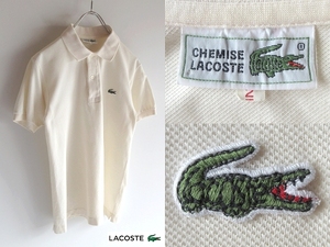 希少 80sビンテージ LACOSTE ラコステ ビームス別注元ネタロゴ 文字ワニ L-1212 鹿の子ポロシャツ 2 エクリュ 大沢商会 ネコポス対応