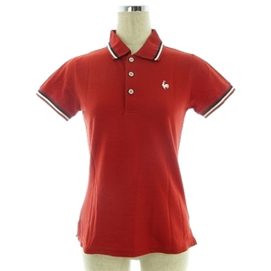 ルコックスポルティフ le coq sportif ポロシャツ 半袖 ステンカラー ワンポイント 刺繍 ロゴ M 赤 白 レディース