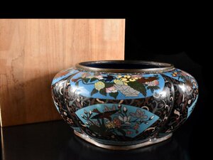 【雲】某名家買取品 中国古玩 唐物　色絵花鳥絵付七宝花瓶　高さ12.3cm 箱付 古美術品(旧家蔵出)CA9251 UTnju