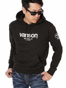 当店別注 VANSON 定番ロゴ プルオーバーパーカー スタンダードサイズ ACVA-901 ブラック Sサイズ　バンソン ハーレー 刺繍