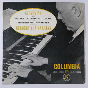 LP COLUMBIA 10インチ　モーツァルト／ピアノ協奏曲第２３番　　ヴァルター・ギーゼキング　　ヘルベルト・フォン・カラヤン