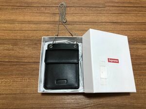 【新品 黒 Leather ID Holder + Wallet】 supreme パスケース カード 定期 小銭入れ 財布 mobile utility pouch shoulder waist bag