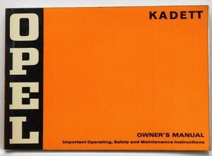 OPEL KADETT 1973 オーナーズマニュアル　英語版