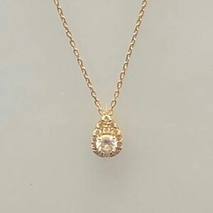 13976 Vendome Aoyama ヴァンドーム青山 K18 ゴールド ネックレス ダイヤモンド0.12ct ドロップ 雫 箱付き　ブランドアクセサリー