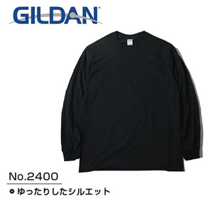 ギルダン GILDAN 2400 長袖 ロングスリーブTシャツ Ultra Cotton ウルトラコットン 6.0 oz ロンT ブラック Lサイズ 新品 送料無料