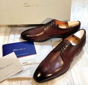 【未使用】Santoni サントーニ◆25.5cm UK7◆ITALY製◆ウイングチップ ダービーシューズ 革靴 ビジネスシューズ ドレスシューズ 靴 メンズ