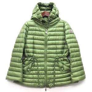 モンクレール MONCLER アニカ ANIKA ライト ダウン ジャケット フード付 グログラン トリム ジップアップ 若草色 グリーン 0 国内正規