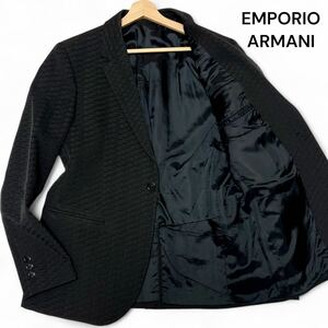 未使用級◎エンボス柄 54サイズ!!エンポリオアルマーニ【最高級の逸品】EMPORIO ARMANI 凸凹 3D ジャケット ブレザー ブラック 1B◎メンズ