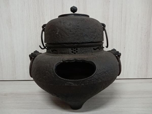ジャンク 鬼面風炉 茶道具 高さ:約33cm 茶釜