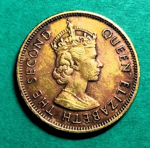 4780　　香港硬貨　エリザベス2世　10セント　1972　金赤トーン美品