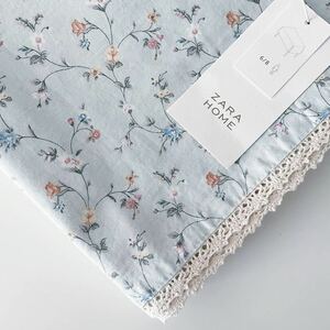 新品 ZARA HOME ザラホーム センター ミニフラワー プリント コットン テーブルクロス フローラル ボタニカル グリーン マルチカバー