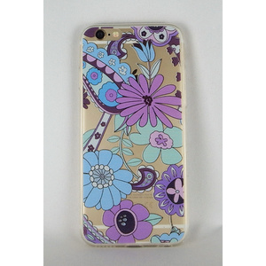 即決・送料込)【クリアーソフトタイプケース】がうがう! iPhone6s Plus/6 Plus DESIGN PRINTS Soft Clear Case Purple Paisley