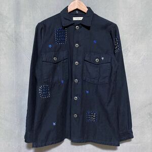 USA製 SHANANA MIL シャナナミル US ARMY UTILITY SHIRT DAMAGE REPAIR ハンドメイド 後染め リペア 刺し子 シャツジャケット size.S