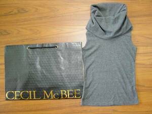 ★新品CECIL McBEE セシルマクビー★ゆったりタートル ネック ノースリーブ カットソー チャコール グレー