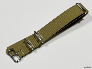 ラグ幅：20mm リブ編み 高品質 NATOストラップ カラー：カーキ 腕時計ベルト ナイロン バンド ファブリック rib