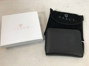 GRACE　グレース　二つ折り財布　ラウンドジップ　ブラック×裏地パープル　未使用