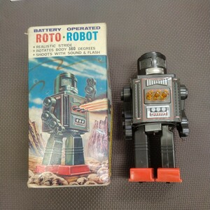 ブリキ　ロボット　昭和レトロ　レア　箱付き　ROTO ROBOT 電池式　ビンテージ　希少　日本製