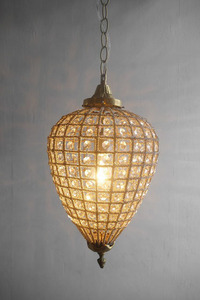 アンティーク調　フランス　ガラス装飾　1灯シャンデリア　B [pc-583]　ライト　ランプ